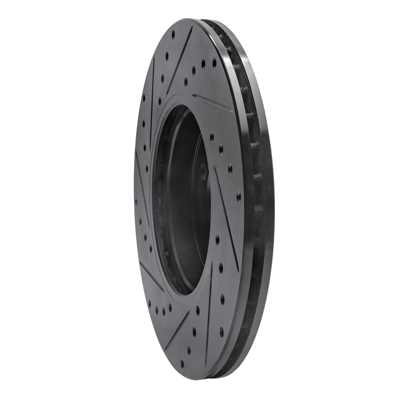 Mini Cooper Brake Rotor (1) - Front Right - R1 Concepts - Drilled & Slotted - Black - `02-`06